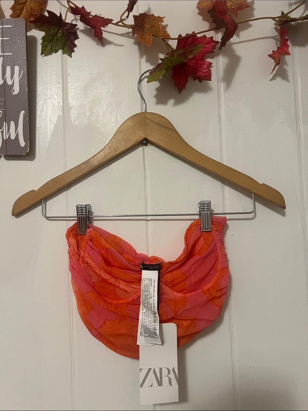 ZARA Pink and Orange Floral crop top